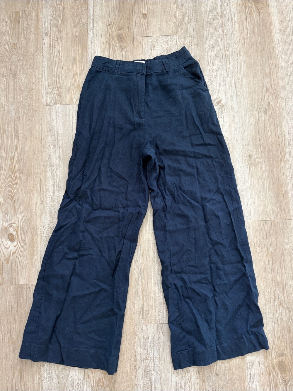 Navy Wide Leg Linen Pant Max Studio